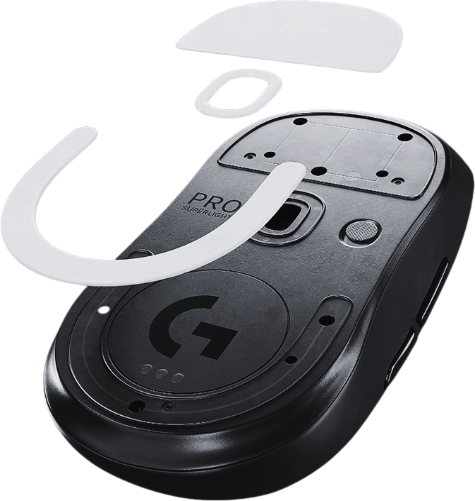 An image showcasing the underside of a Logitech g pro x superlight