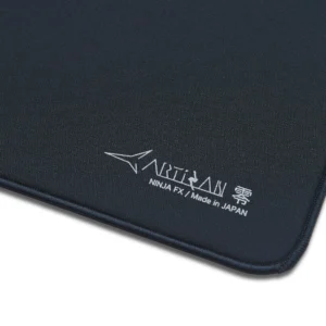 An image showcasing the corner of a black Artisan FX Zero mouse pad